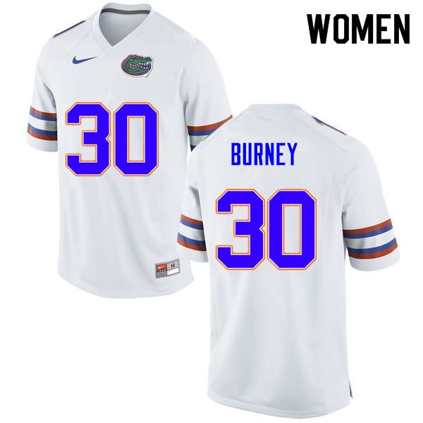 NCAA Florida Gators Amari Burney Women's #30 Nike White Stitched Authentic College Football Jersey NYX5064IQ